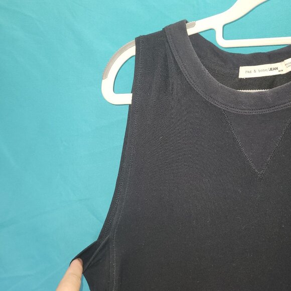 Rag & Bone/Jean Black Sleeveless Midi Dress Size M Cotton & Modal Blend Made In - Picture 7 of 11